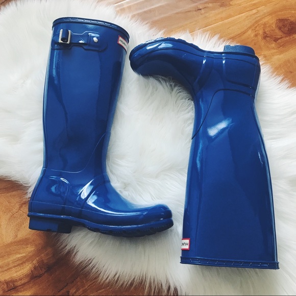 Hunter Shoes - Hunter High Gloss Azure Tall Blue Rain Boots